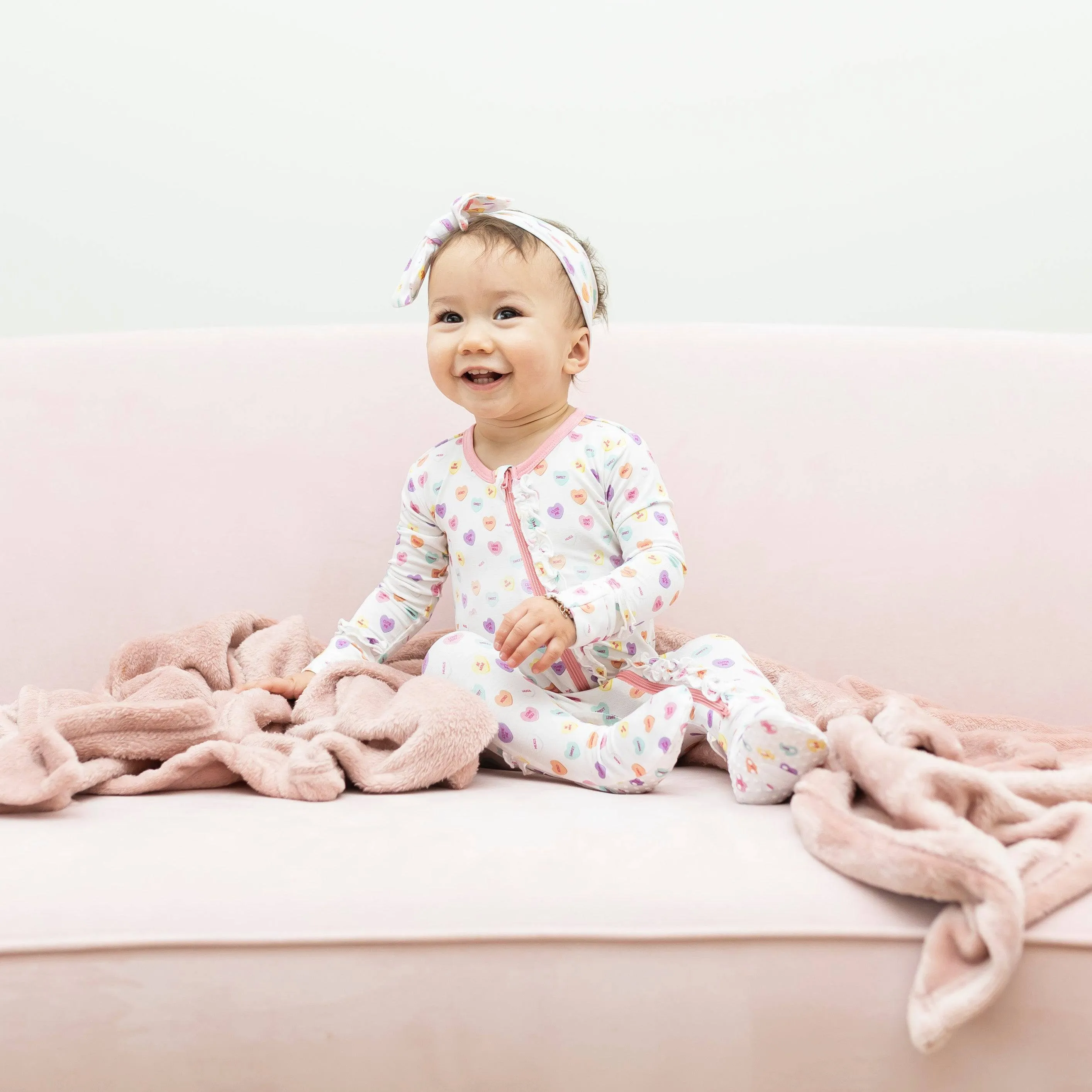 Candy Hearts Footsie with Ruffle